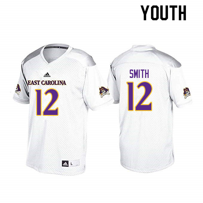 Youth #12 Xavier Smith ECU Pirates College Football Jerseys Sale-White - Click Image to Close